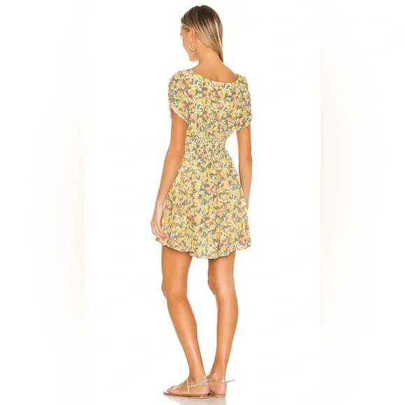 Free People Forget Me Not Mini Dress White & Yellow Ditsy Floral Print - Picture 3 of 6